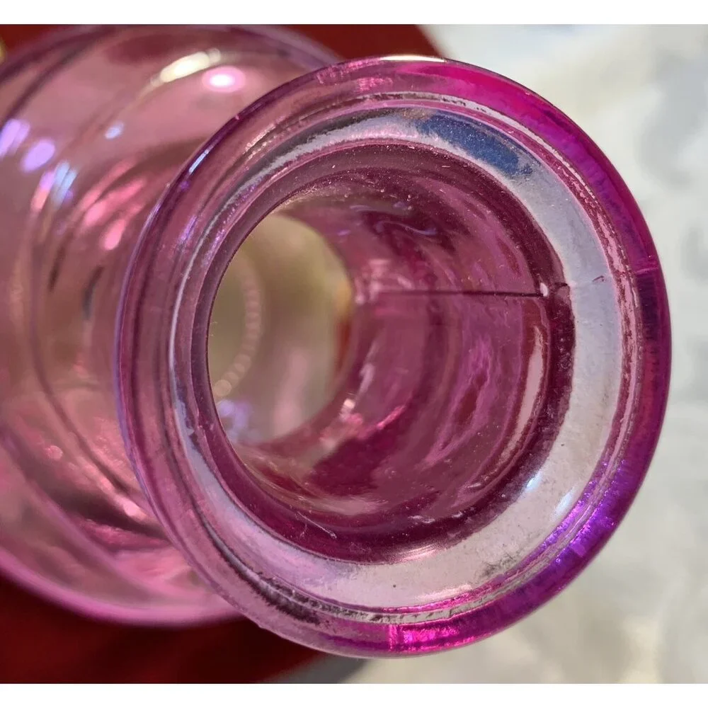 Vibrant Pink‎ Clear Art Glass Small Round Vase 6